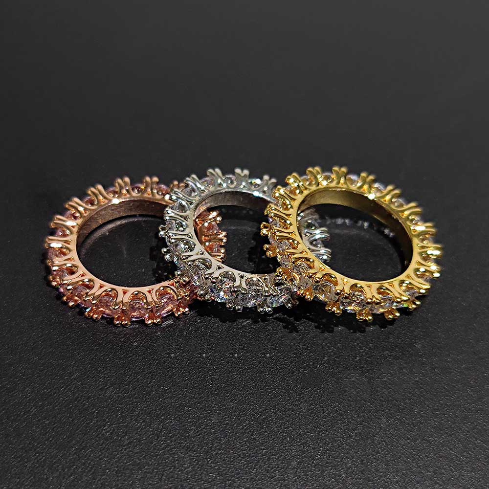 Street Fashion Rings - Tennis 4MM Solid Brass Plated 1/8/K