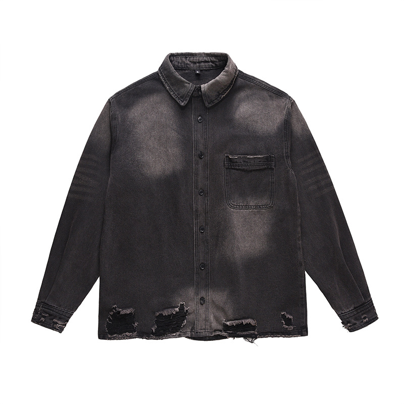 Distressed Jean Rip - Men's High Street Ripped Jeans Jacket