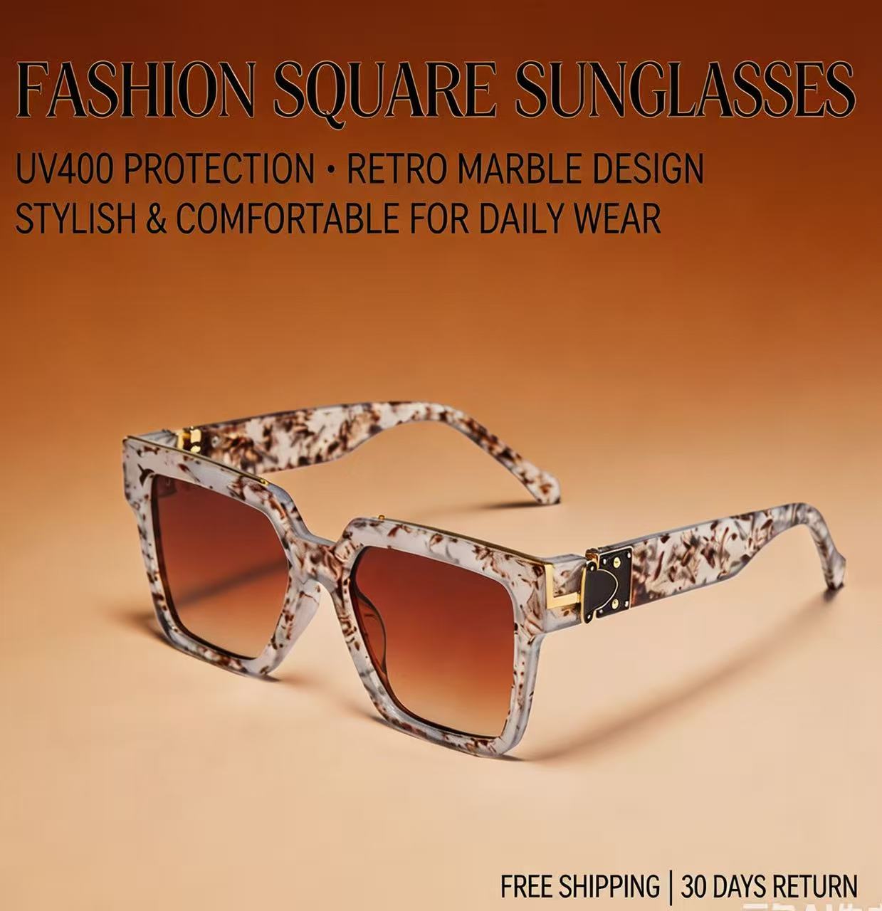 Street Fashion American - Light luxury marble pattern large square