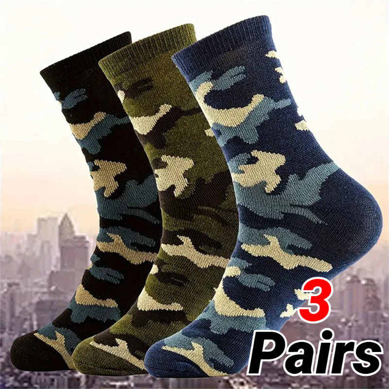 Street Fashion Style Youtube - 3Pairs Men Camouflage Mid Tube Socks