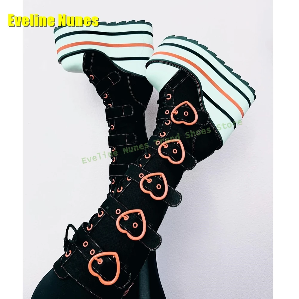 Heart Shaped Buckle Platform B - Street Fashion Y2K 评论和价格
