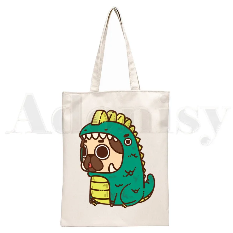 Dog Pet Pug Life Cartoon Print - Tote Bag Canvas Print 评论和价格