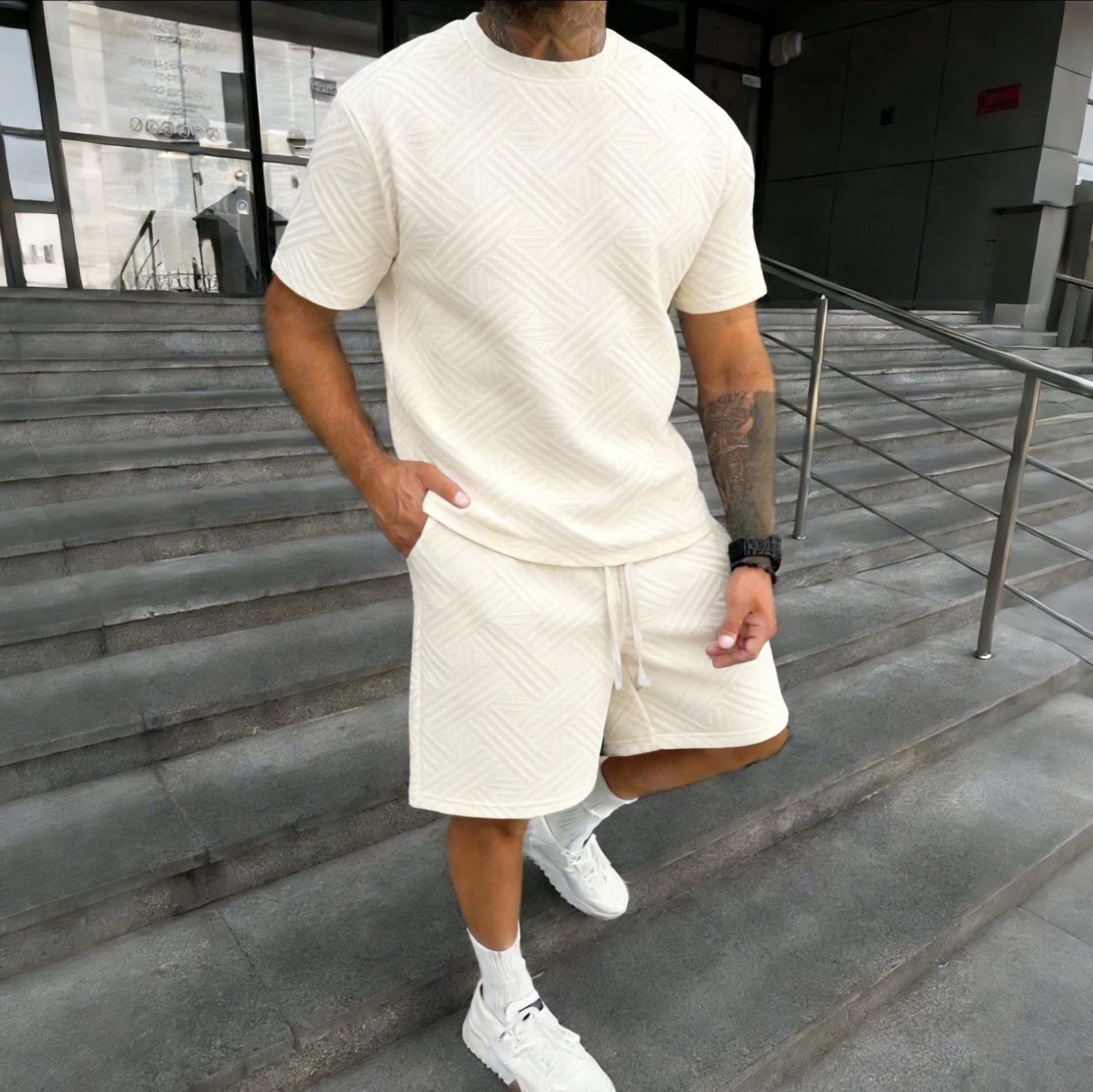 New men's summer jacquard shor - Street Fashion Male 评论和价格