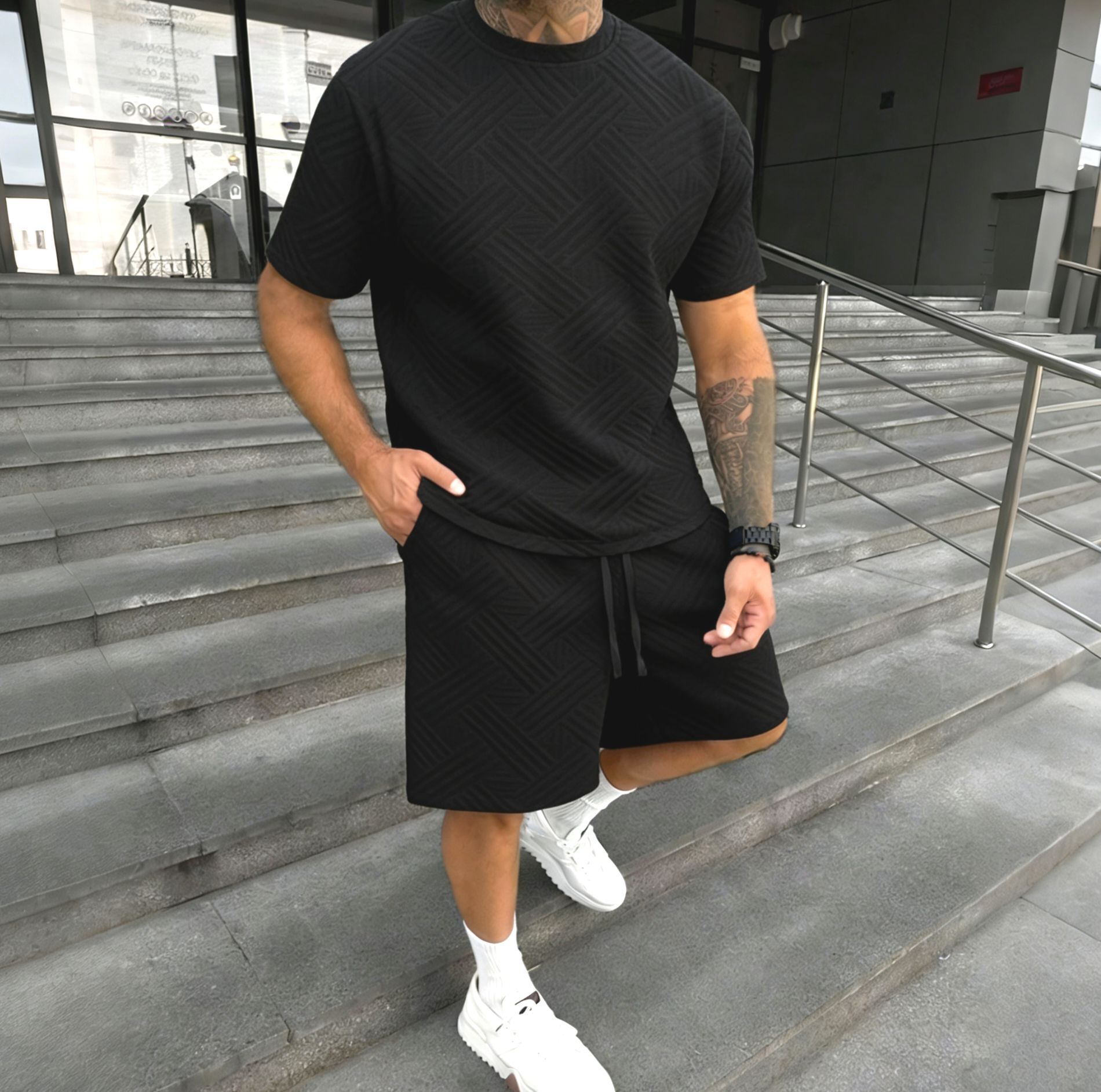 New men's summer jacquard shor - Street Fashion Male 评论和价格