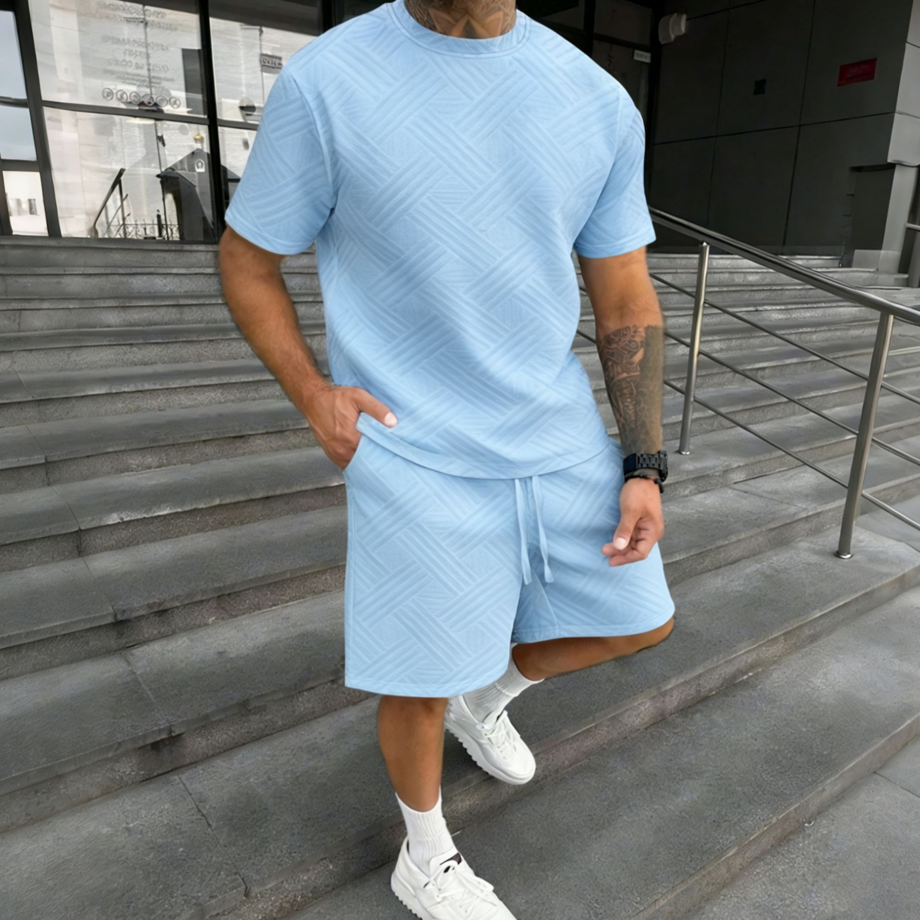 New men's summer jacquard shor - Street Fashion Male 评论和价格