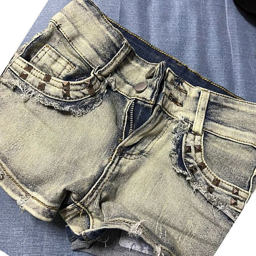 Retroy2K American Rivet Shorts - Street Fashion American 评论和价格