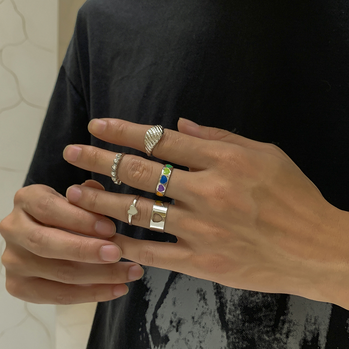 Fashion Personality Men's Hear - Street Fashion Rings 评论和价格