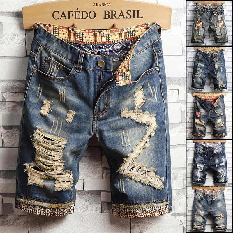 Ripped Hip-hop Denim Shorts Me - Distressed Jean Rip 评论和价格