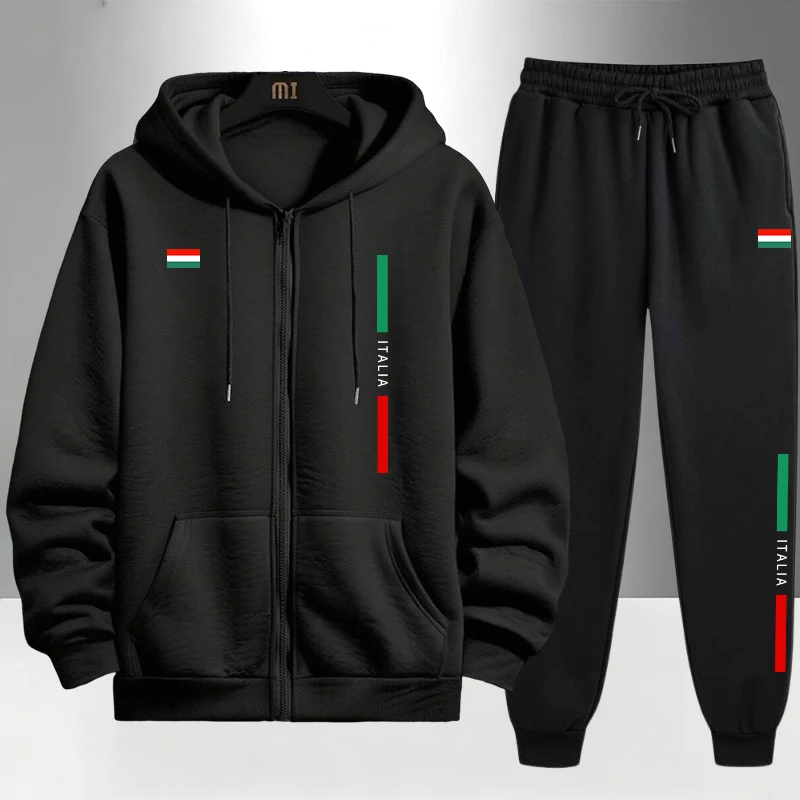 Italy Fashion Men's Set Zipper - Street Fashion Male 评论和价格