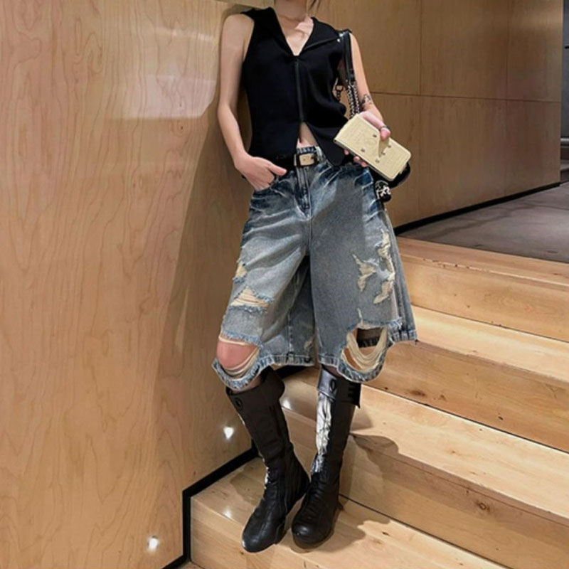 Vintage Washed Ripped Baggy De - Distressed Jean Rip 评论和价格