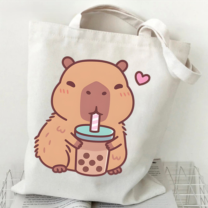 Bobo Tea Capybara Graphics Wom - Tote Bag Canvas Print 评论和价格