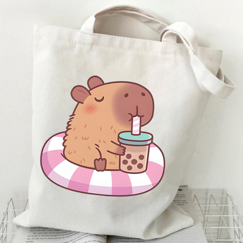 Bobo Tea Capybara Graphics Wom - Tote Bag Canvas Print 评论和价格