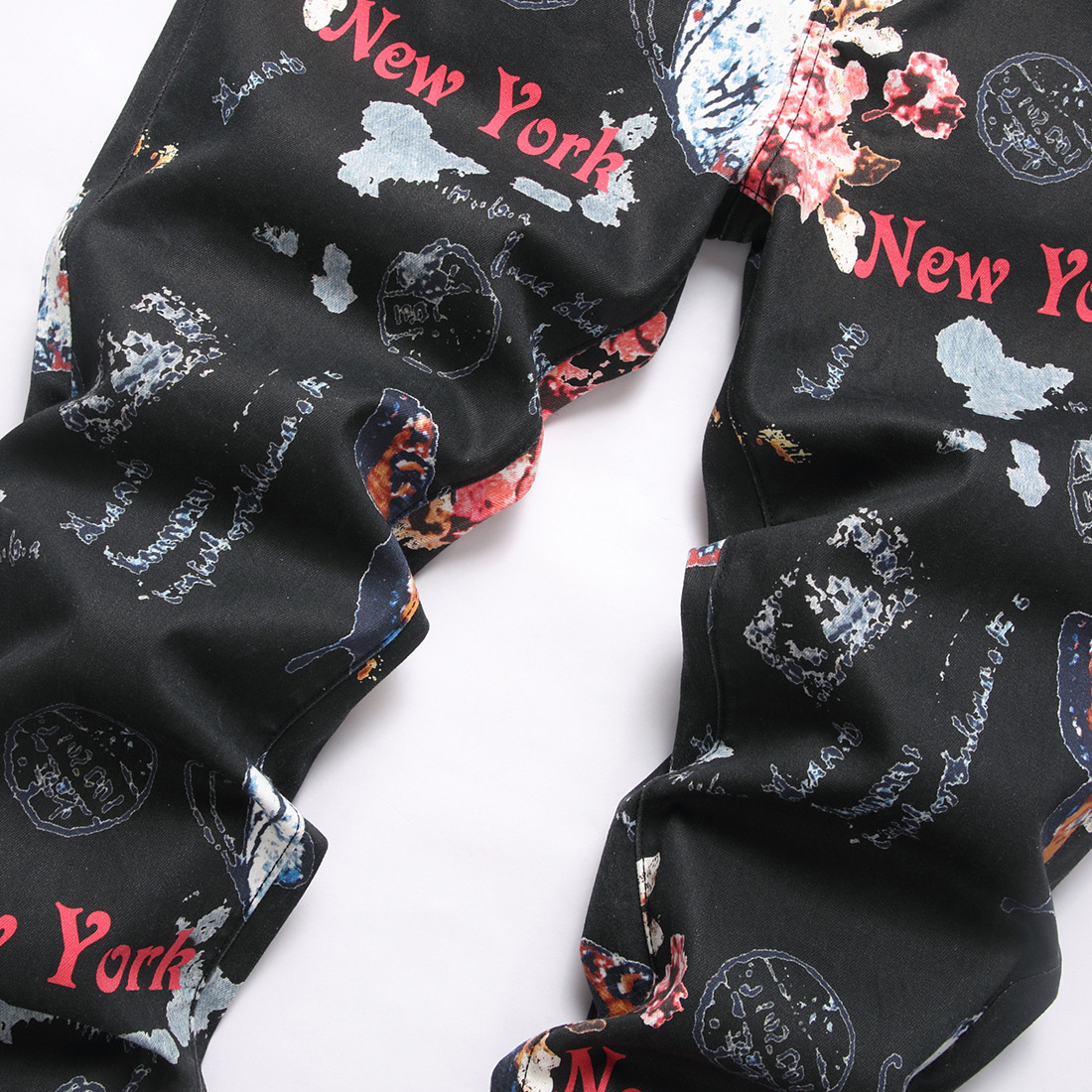 Men Digital Print Jeans Fashio - High Street Fashion New York 评论和价格