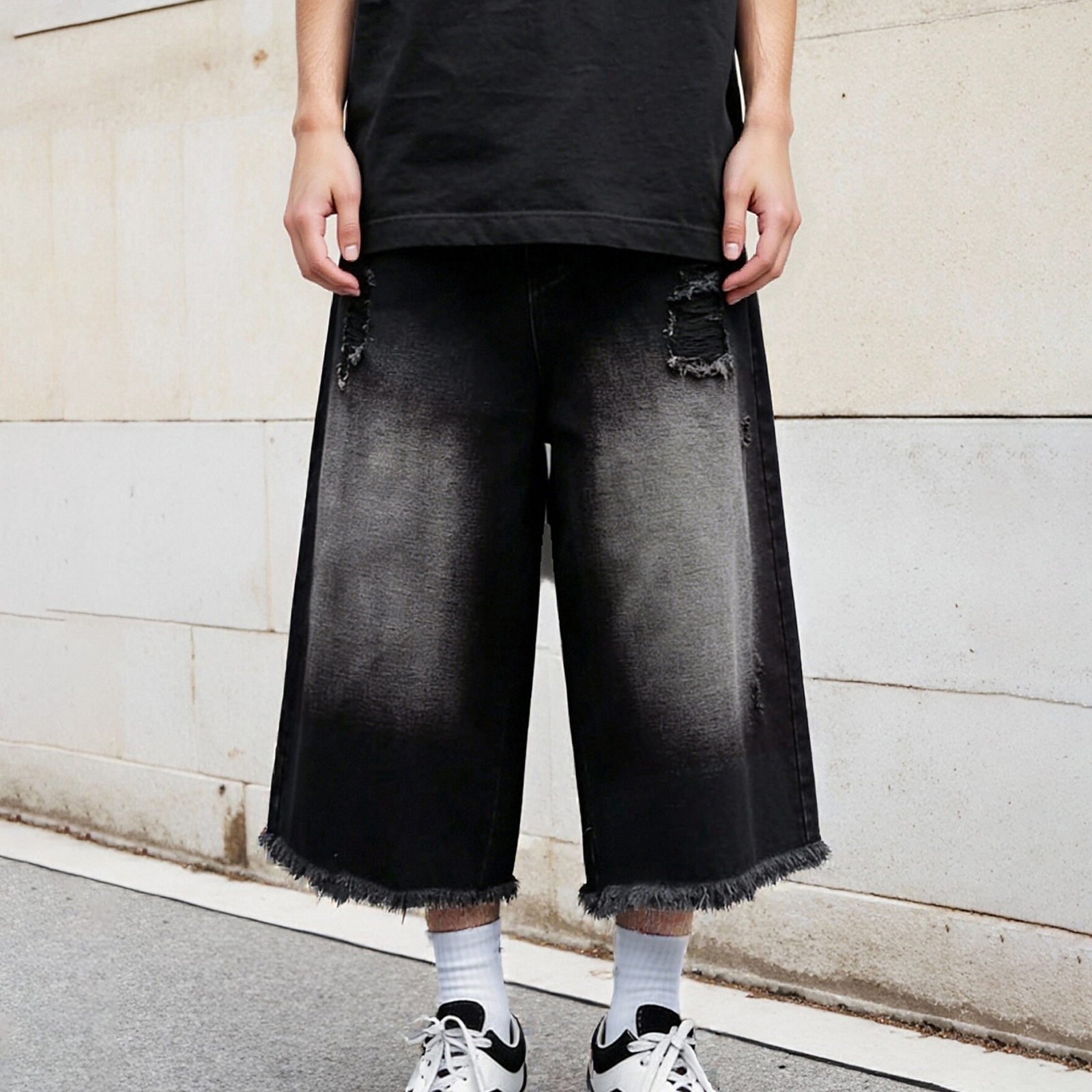 Men Cropped Jeans Washed Distr - Distressed Jean Rip 评论和价格