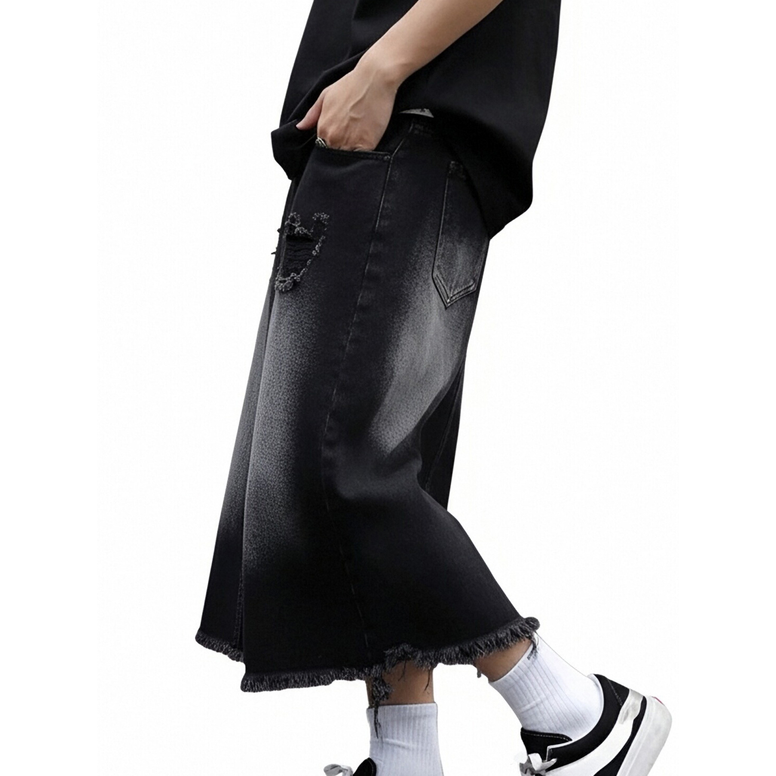 Men Cropped Jeans Washed Distr - Distressed Jean Rip 评论和价格