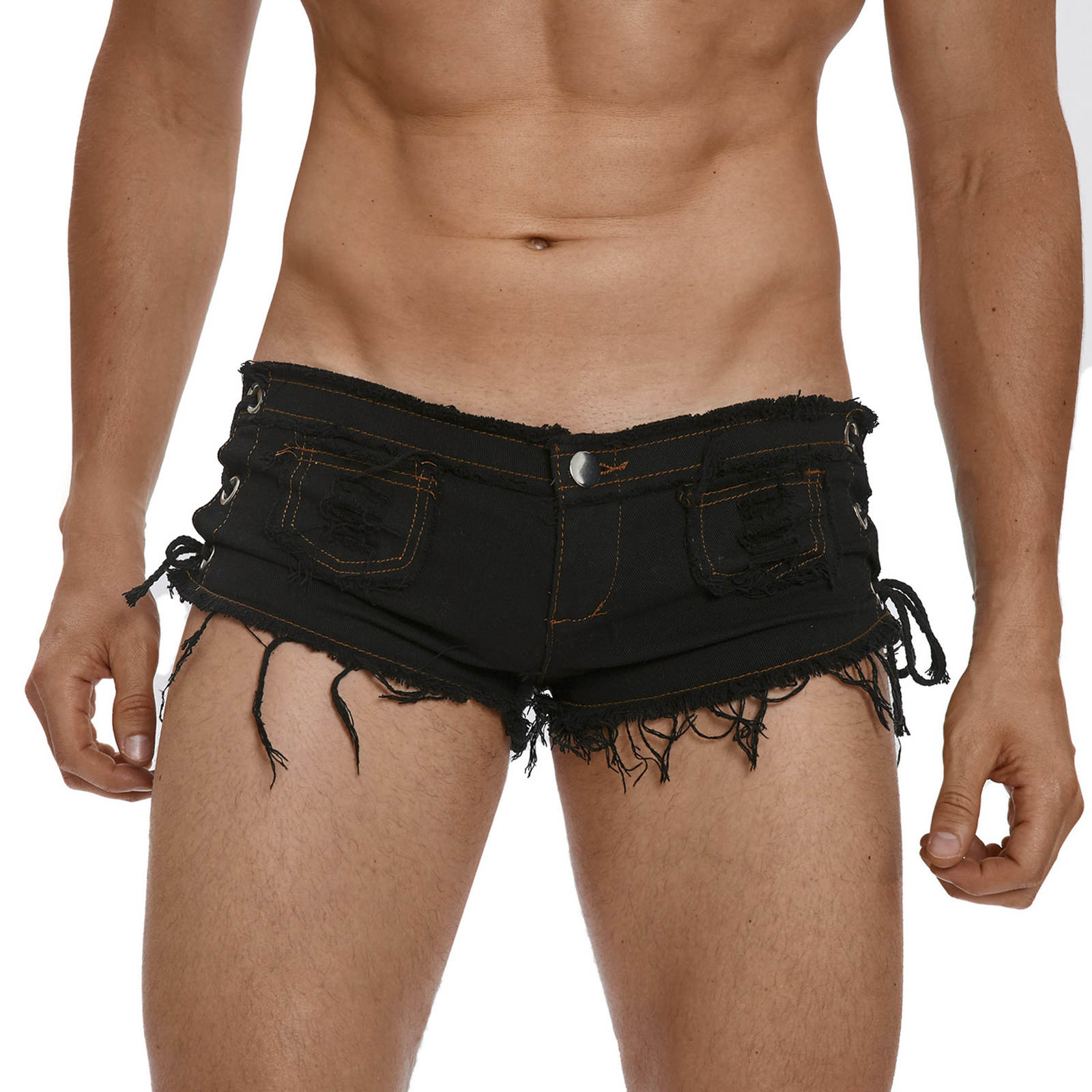 Mens Low Rise Extra Short Hot  - Distressed Jean Rip 评论和价格