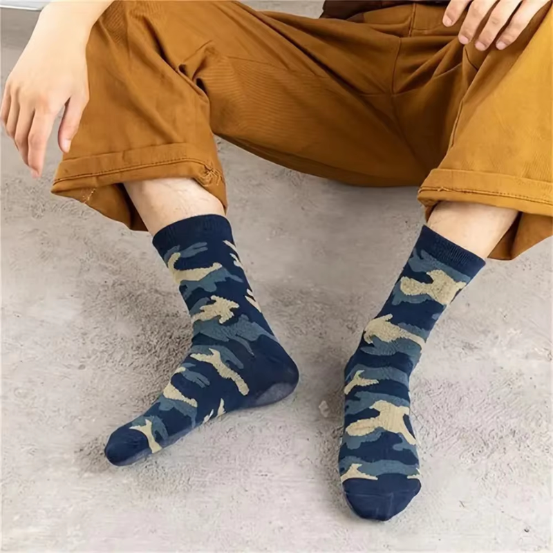 3Pairs Men Camouflage Mid Tube - Street Fashion Style Youtube 评论和价格