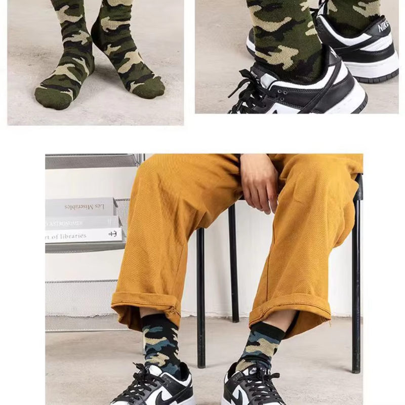 3Pairs Men Camouflage Mid Tube - Street Fashion Style Youtube 评论和价格