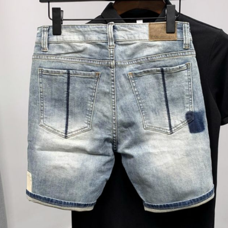 Straight Male Denim Shorts Rip - Distressed Jean Rip 评论和价格