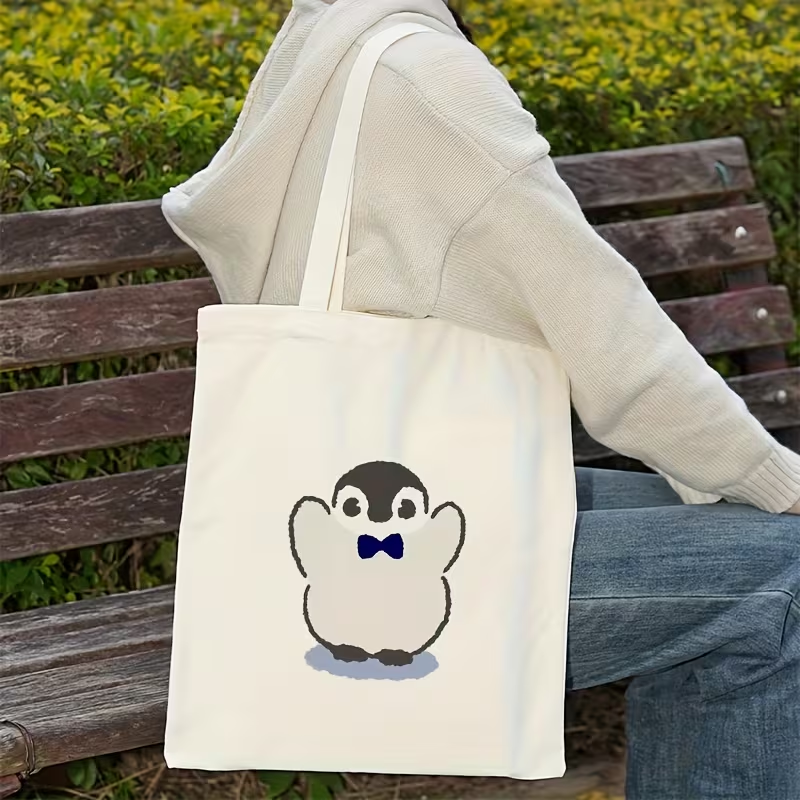 Ink Sketch Polar Bear And Peng - Tote Bag Canvas Print 评论和价格