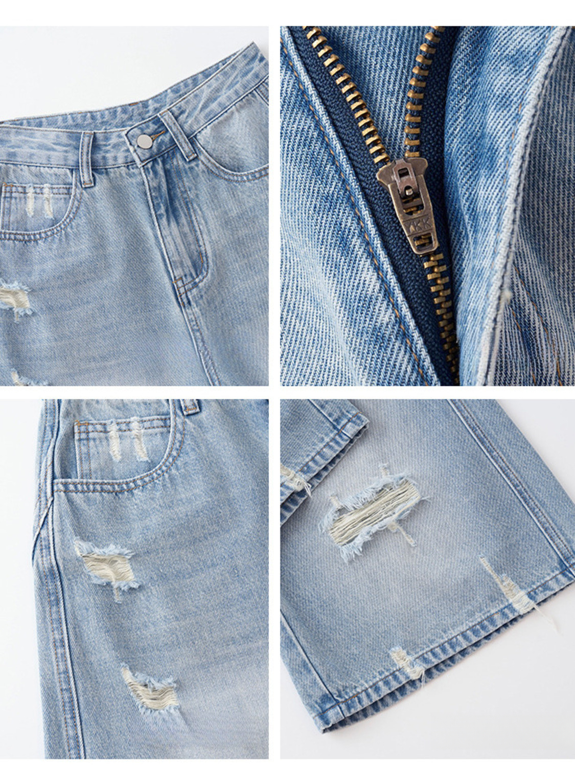 Women High Waist Distressed De - Distressed Jean Rip 评论和价格