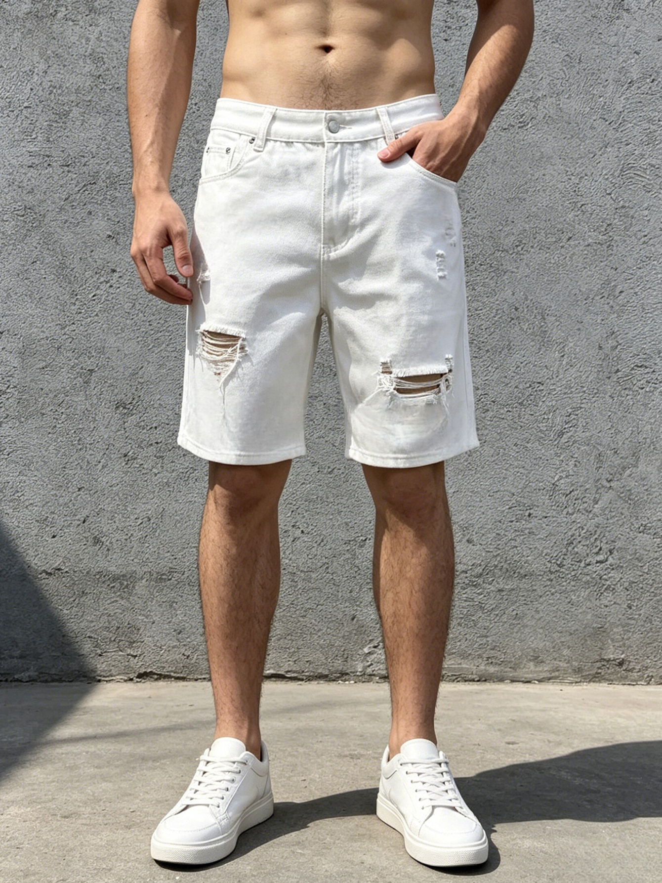 Men Jeans Denim Pants Clothing - Distressed Jean Rip 评论和价格