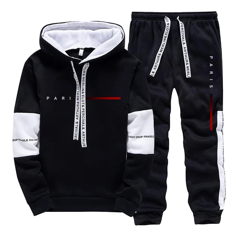 Men's Set Paris Fashion Hoodie - Street Fashion Male 评论和价格
