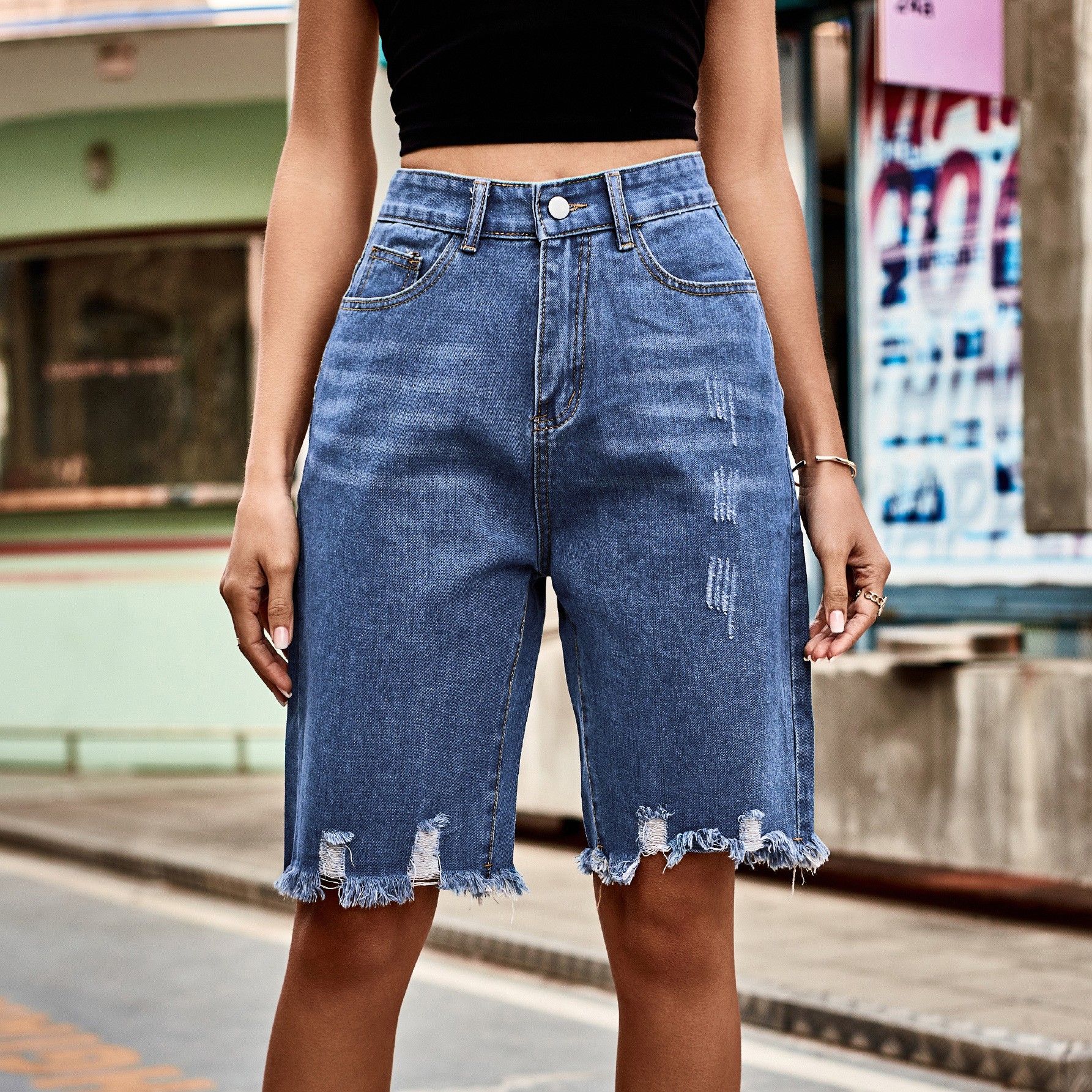 Summer Women's Clothing Distre - Distressed Jean Rip 评论和价格