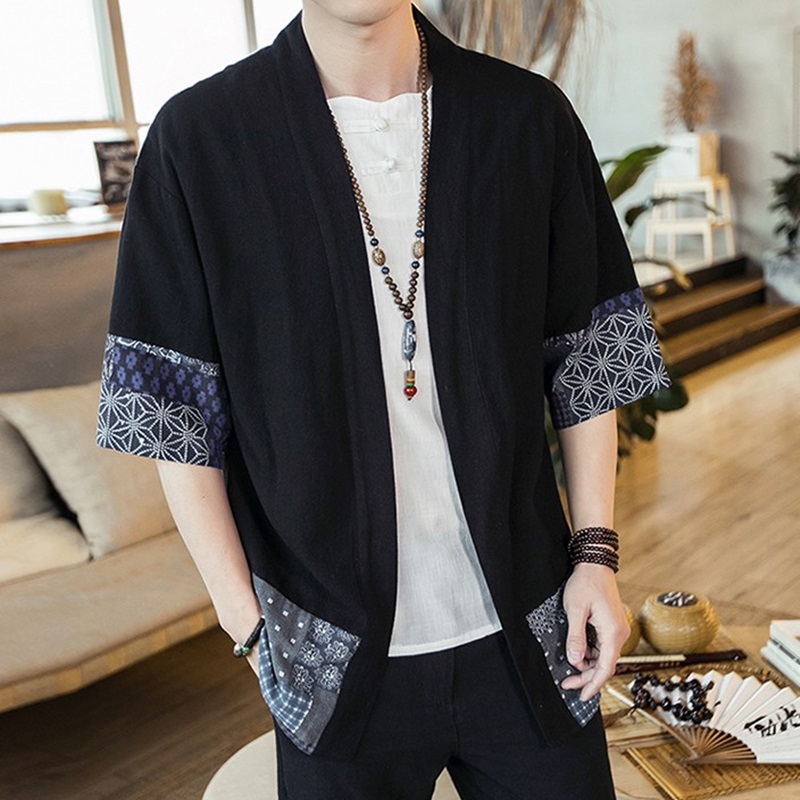 Japanese Kimono Men Cardigan S - Street Fashion Male 评论和价格