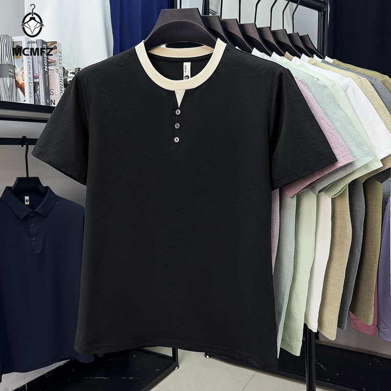 Men Casual Short Sleeve Henley - Street Fashion In China 评论和价格