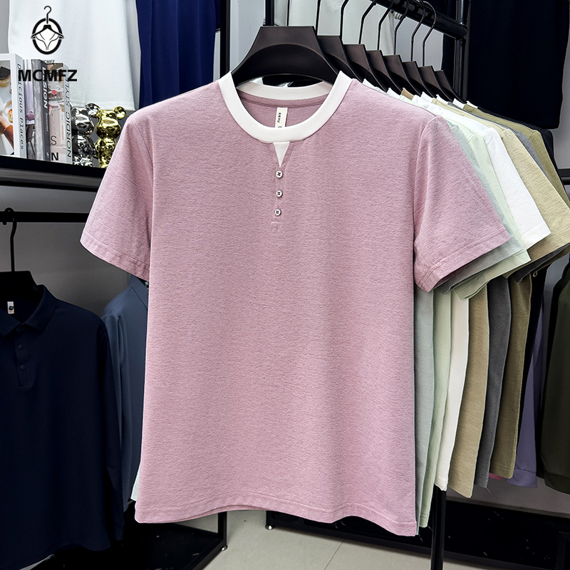 Men Casual Short Sleeve Henley - Street Fashion In China 评论和价格