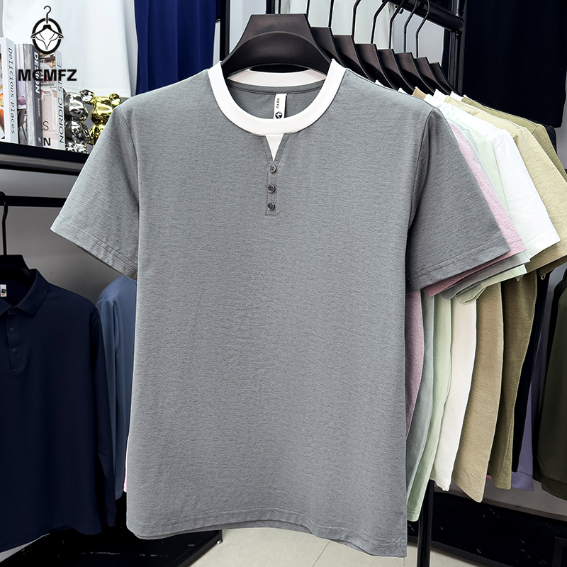 Men Casual Short Sleeve Henley - Street Fashion In China 评论和价格
