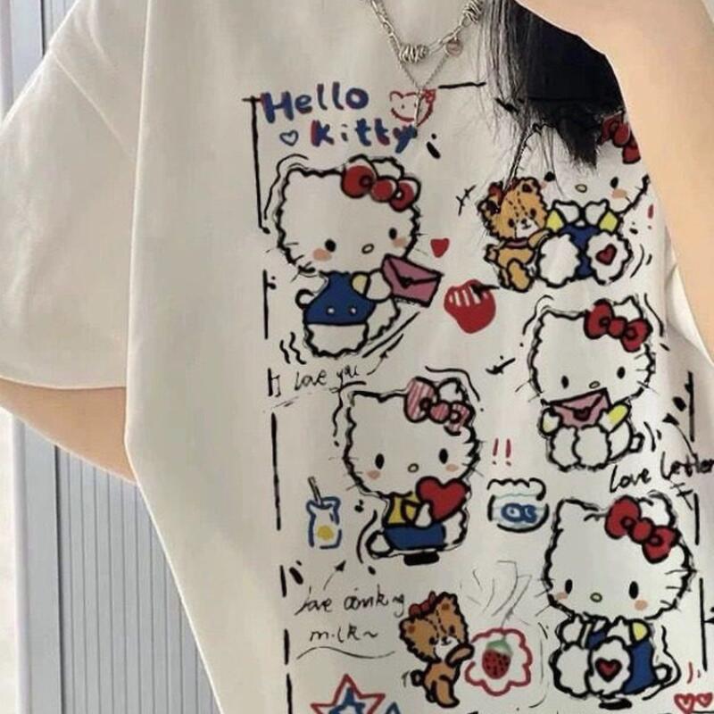 Short-Sleeved Summer Hello Kit - Street Fashion Y2K 评论和价格