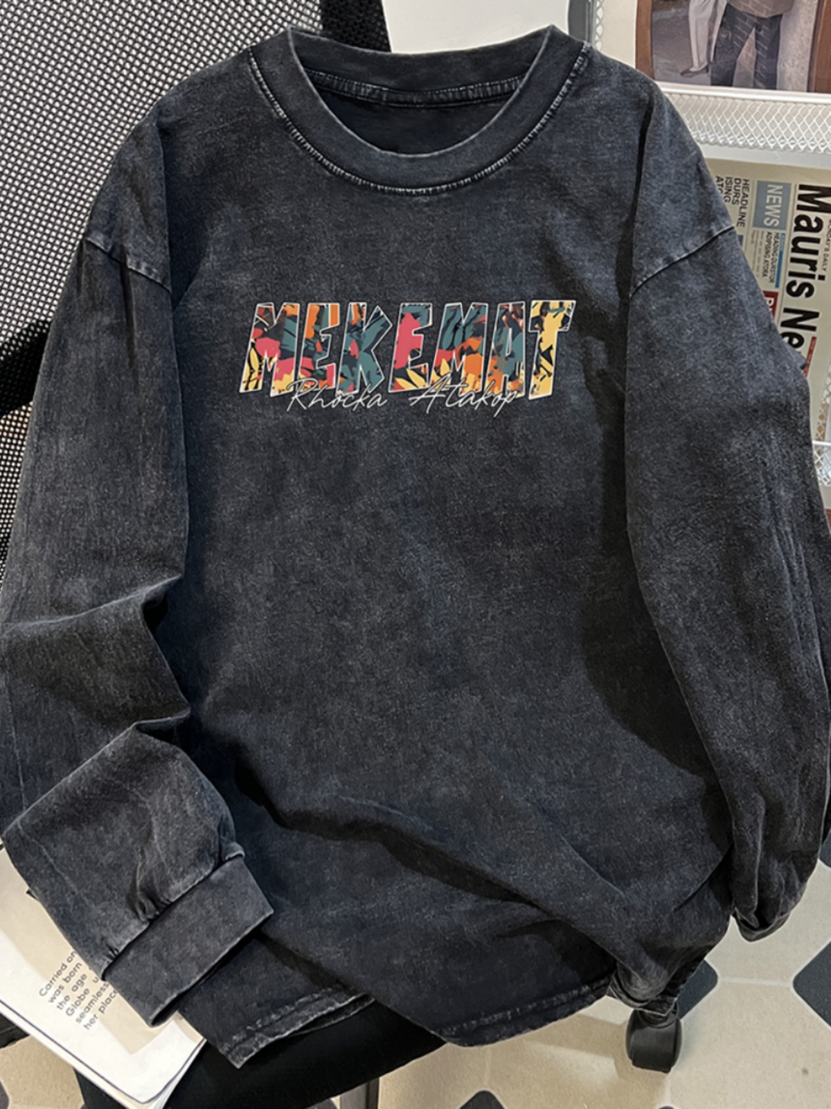 Outlet Washed Long Sleeve T-Sh - Street Fashion Outlet 评论和价格